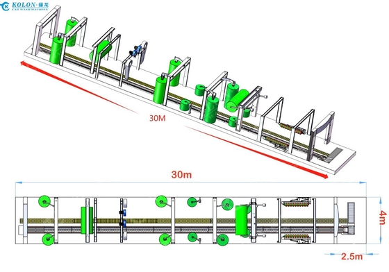 14 bàn chải đường hầm tự động Máy rửa xe dài 30000mm